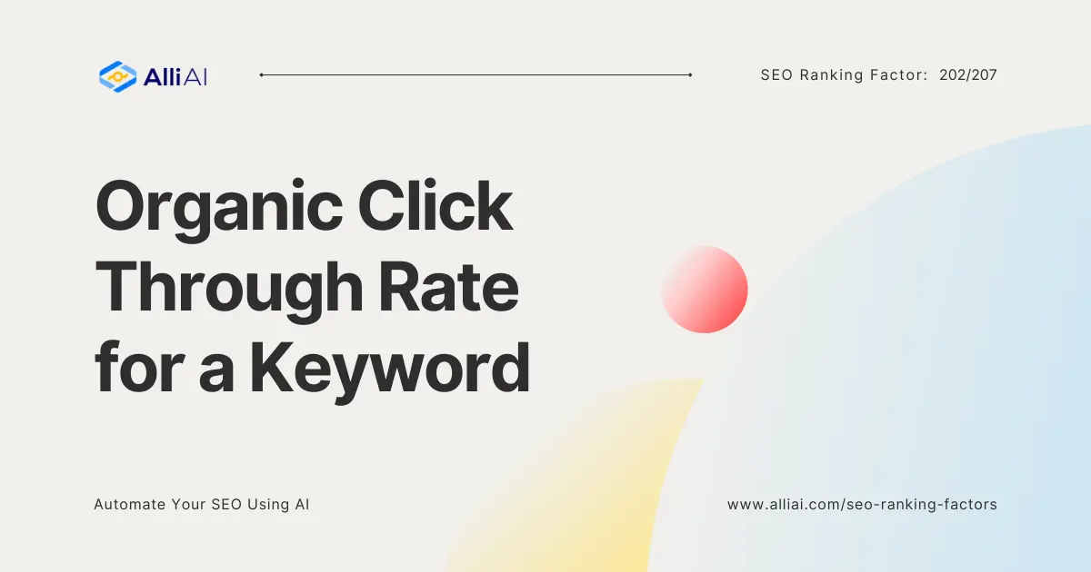 Organic Click Through Rate for a Keyword | Cover Image