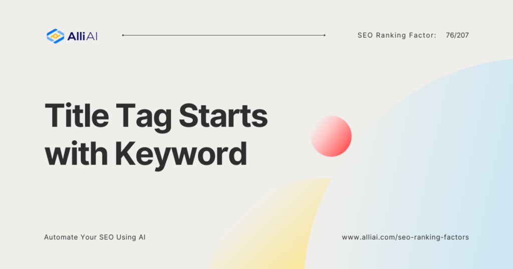 Title Tag Starts with Keyword | Cover Image